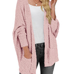 Zeagoo Women's 2023 Fall Winter Popcorn Cardigan Open Front Batwing Sleeve Oversized Chunky Knit Sweater with Pockets