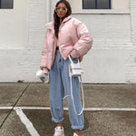 Women's Winter Long Sleeve Full Zipper Baggy Puffer Short Down Jacket Coat - Zeagoo (Us Only)