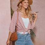 Women Swiss Dot Chiffon Cardigan Lightweight Beach Cover Up 3/4 Sleeve Cardigan - Zeagoo (Us Only)
