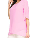 Womens Casual Scoop Neck Loose Top 3/4 Sleeve Chiffon Blouse Shirt Tops - Zeagoo (Us Only)