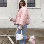 Women's Winter Long Sleeve Full Zipper Baggy Puffer Short Down Jacket Coat - Zeagoo (Us Only)