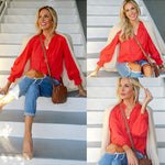 Women's Frill Mock Neck Blouse Long Sleeve Ruffle Shirt Top Elegant Office Tops S-XXL - Zeagoo (Us Only)