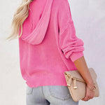Women's Oversized Sweater V Neck Hooded Pullover Sweater Long Sleeve Knitted Jumper Tops - Zeagoo (Us Only)