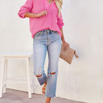 Women's Oversized Sweater V Neck Hooded Pullover Sweater Long Sleeve Knitted Jumper Tops - Zeagoo (Us Only)