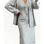 Zeagoo Women's Business Luxury Vest Blazer Skirt 3-Piece Set