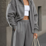 Zeagoo Casual Chic Side Stripe Tracksuit Set