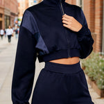Zeagoo Athleisure Cropped Jacket Shorts Set