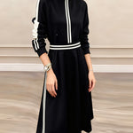 Zeagoo Women's Athleisure Contrast Stripe Sweatshirt Skirt Set
