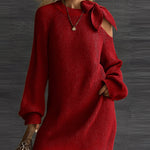 Zeagoo Women's Casual Bowknot Design Knit Sweater Dress