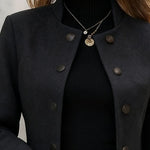 Zeagoo Business Casual Double Breasted Suede Blazer