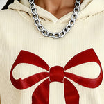 Zeagoo Casual Cute Bow Design Knit Hoodie