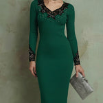 Zeagoo Elegant Lace Details Knit Midi Dress for Women Casual Elegant Summer 2026 Work Brunch