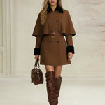 Zeagoo Casual Double-Breasted Cape Coat