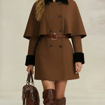 Zeagoo Casual Double-Breasted Cape Coat