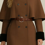 Zeagoo Casual Double-Breasted Cape Coat