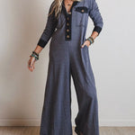 Zeagoo Women's Comfy Loose Fit Contrast Color V-Neck Jumpsuit