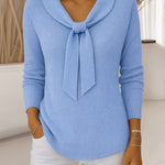 Zeagoo Casual Fashion Bow Tie Neck Knit Sweater