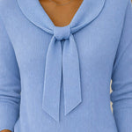 Zeagoo Casual Fashion Bow Tie Neck Knit Sweater