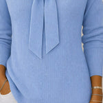 Zeagoo Casual Fashion Bow Tie Neck Knit Sweater