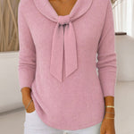 Zeagoo Casual Fashion Bow Tie Neck Knit Sweater