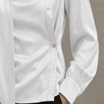 Zeagoo Glossy Ribbon Design Slant Closure Blouse for Women Casual Work Office Loose Fit 2026 | Under $40