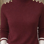 Zeagoo Asymmetrical Hem Two-Tone Turtleneck Knit Top