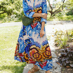 Zeagoo Women's Artistic Floral Pattern Loose Fit Maxi Dress