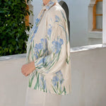 Zeagoo Elegant Spring Print Lantern Sleeve Blouse with Scarf for Women Casual Work Office Loose Fit 2026 | Under $40