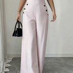 Elegant High-Rise Wide Leg Pinstripe Pants