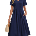 Zeagoo Women's Casual Short Sleeve A-line Midi Dress with Pocket (US Only)