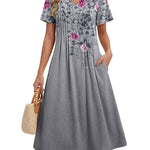 Zeagoo Women's Casual Short Sleeve A-line Midi Dress with Pocket (US Only)