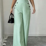 Elegant High-Rise Wide Leg Pinstripe Pants
