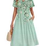 Zeagoo Women's Casual Short Sleeve A-line Midi Dress with Pocket (US Only)