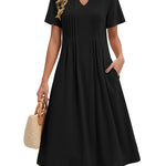 Zeagoo Women's Casual Short Sleeve A-line Midi Dress with Pocket (US Only)