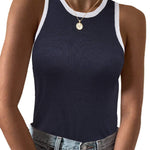 Zeagoo Tank Top Crowl Neck Ribbed Knit Shirts