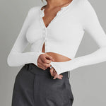 Zeagoo Button Down Long Sleeve Crop Top - Sexy Summer Tops