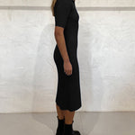 Zeagoo Women's Button Lapel Half Sleeve Fitted Ribbed Dress