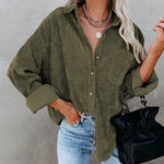 Zeagoo Zeagoo Women's Corduroy Shirts Long Sleeve Oversized Causal Button Down Blouses Tops with Pockets