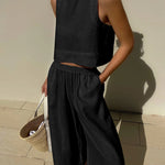 Zeagoo Crop Tops Wide Leg Pants Set