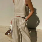 Zeagoo Crop Tops Wide Leg Pants Set