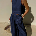 Zeagoo Crop Tops Wide Leg Pants Set