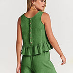 Zeagoo 2 Piece Outfits Sleeveless Ruffle Tank Crop Top and Wide Leg Pants Lounge Set with Pockets