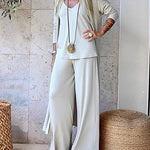 Zeagoo Women's 3 Piece Lounge Set with Cardigan Sleeveless Cami Top and Wide Leg Pants Loose Pants Silk Soft Pajamas Set