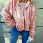 Zipper Button Fleece Sherpa Jacket Bear Teddy Coat