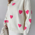Zeagoo Women's Chic Two-piece Set Hearts Knit Pullover and Hip Wrap Skirt