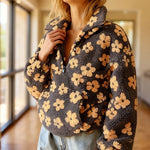 Zeagoo Casual Floral Print Fleece Sweatshirt