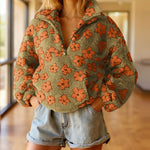 Zeagoo Casual Floral Print Fleece Sweatshirt