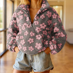 Zeagoo Casual Floral Print Fleece Sweatshirt