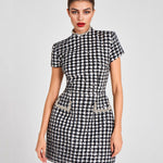 Zeagoo Elegant Houndstooth Short Sleeve Dress for Women Casual Summer Vacation 2026