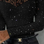 Zeagoo Glitter Off The Shoulder Lace Spliced Top for Women Elegant Date Night Party 2026 | Under $40